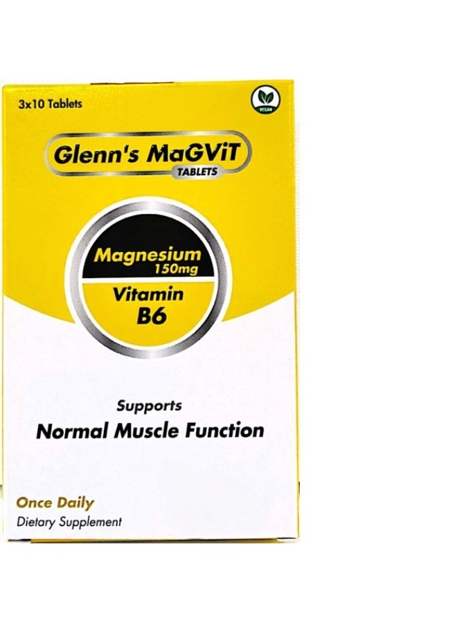 Vegan Glenn’s Magvit Dietary Supplement Tablets – Magnesium & Vitamin Support for Energy, Muscle Function & Overall Wellness, 30 Tablets - Image 4